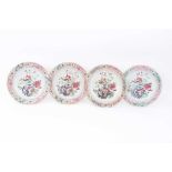 Set of four 18th century Chinese famille rose export porcelain dishes, Yongzheng/Qianlong period, ea