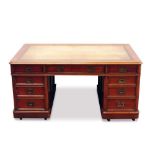 Good Victorian mahogany pedestal desk.