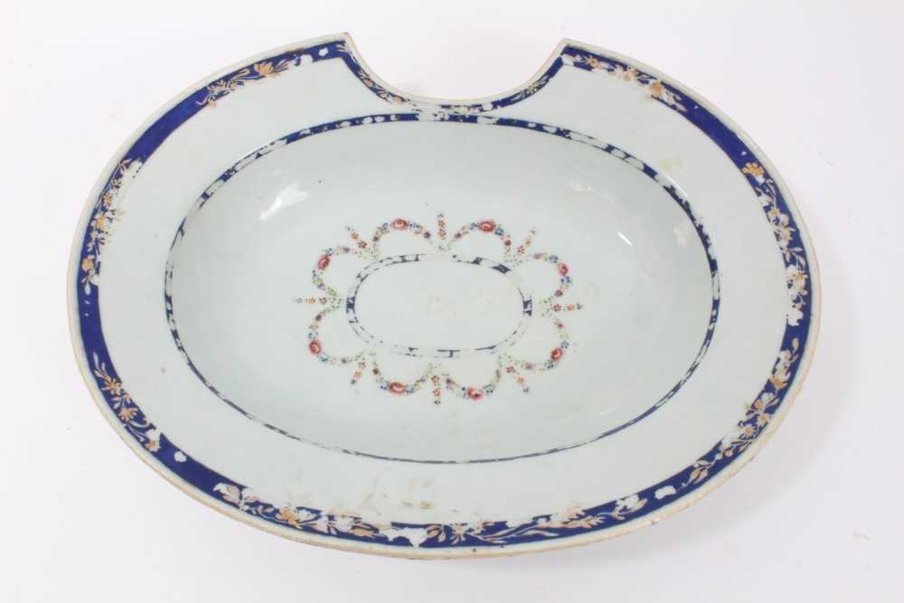 Antique 18th century Chinese famille rose porcelain barber's bowl, 31.5cm width