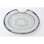 Antique 18th century Chinese famille rose porcelain barber's bowl, 31.5cm width