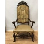 17th century and later oak open arm chair