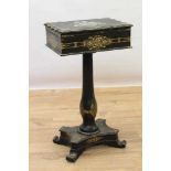 Victorian mother of pearl inlaid black lacquer work table