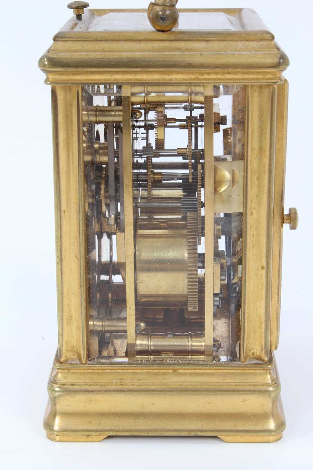 Late Victorian repeating carriage clock retailed by Dent, 35 Cockspur Street, London, striking on go - Image 4 of 12