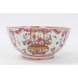 Antique 18th century Chinese famille rose export porcelain bowl, well decorated with baskets of flow