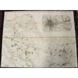 18th century folding map of Colchester and environs