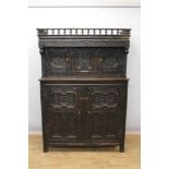 17th century and later carved oak court cupboard