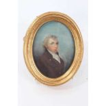 Curious early 19th century miniature portrait in oils, purporting to depict Francis Wheatley R.A