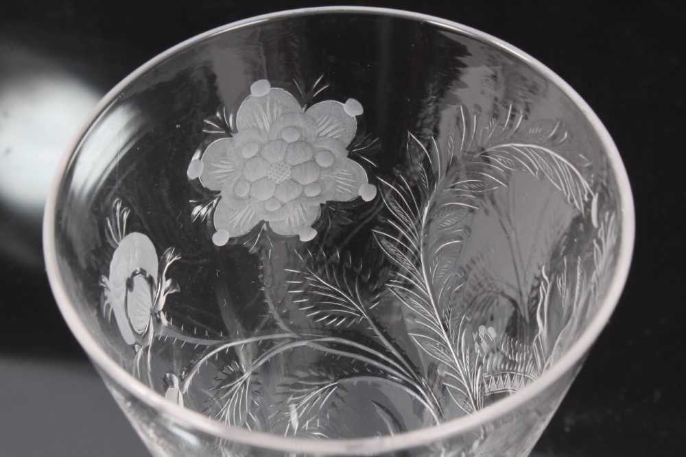 Jacobite style wine glass, 20th century, engraved with a bust portrait of Bonnie Prince Charlie, wit - Image 8 of 10