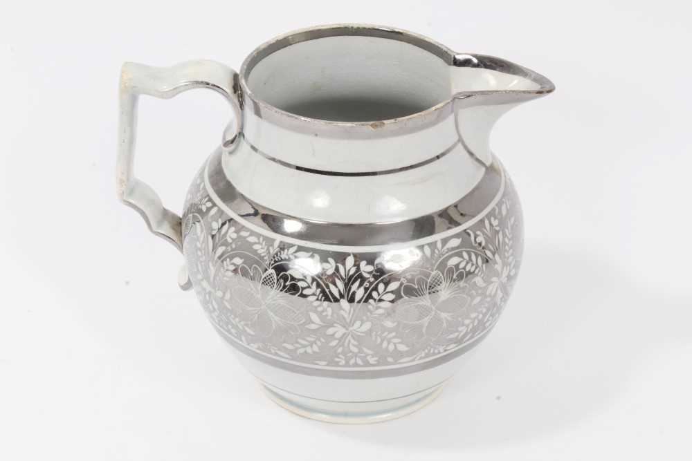 Pearlware glazed silver resist jug, c.1810-20 - Image 3 of 6