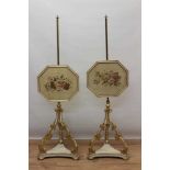 Pair of 19th century Scottish pole-screens with makers label