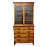 Good George III mahogany and patera inlaid bookcase cabinet, of small size