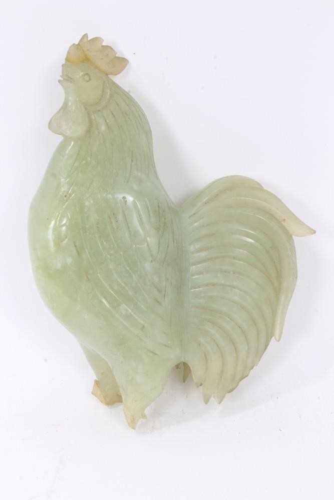 Carved soapstone sculpture of a quail and carved jade rooster a/f - Bild 7 aus 14