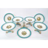 19th century English porcelain part dessert service, possibly Minton, decorated in the aesthetic sty