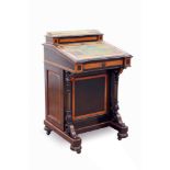 Victorian aesthetic period ebonised and amboyna inlaid piano-top davenport desk
