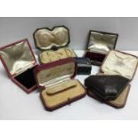 Group of 7 good quality antique and vintage leather jewellery boxes to include a Cartier box possibl