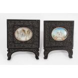 Pair of 19th century Indian school miniatures, in carved frames