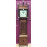 Early 19th century 30 hour longcase clock with square painted dial, maker Frewin, Hereford
