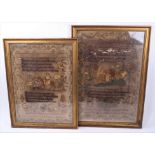 Rare pair of 1830s needlework samplers