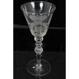 Georgian 'Newcastle' light baluster armorial wine glass