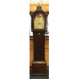 Regency eight day longcase clock with floral painted arch dial