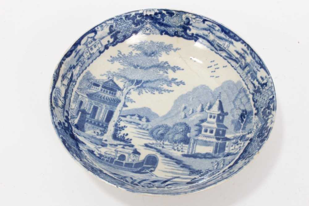 A Miles Mason blue printed teapot stand, impressed mark, and other blue printed items - Image 17 of 28