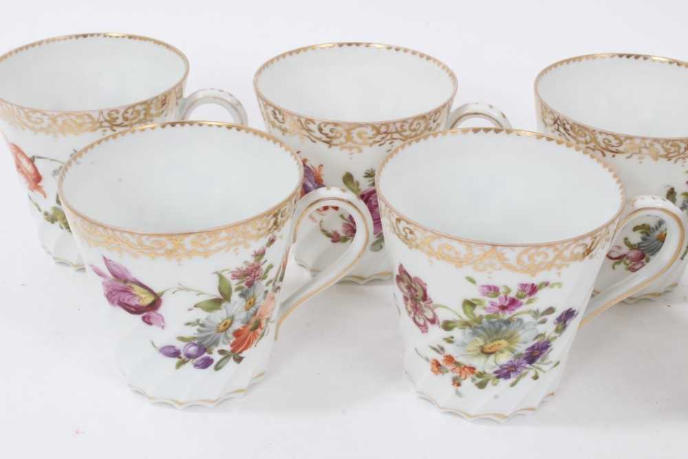 Dresden china tea service, c.1920, of fluted form, painted with floral sprays, including ten coffee - Image 30 of 33