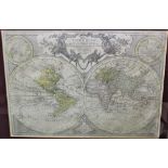 Tobias Conrad Lotter: 18th century engraved map of the world, circa 1775