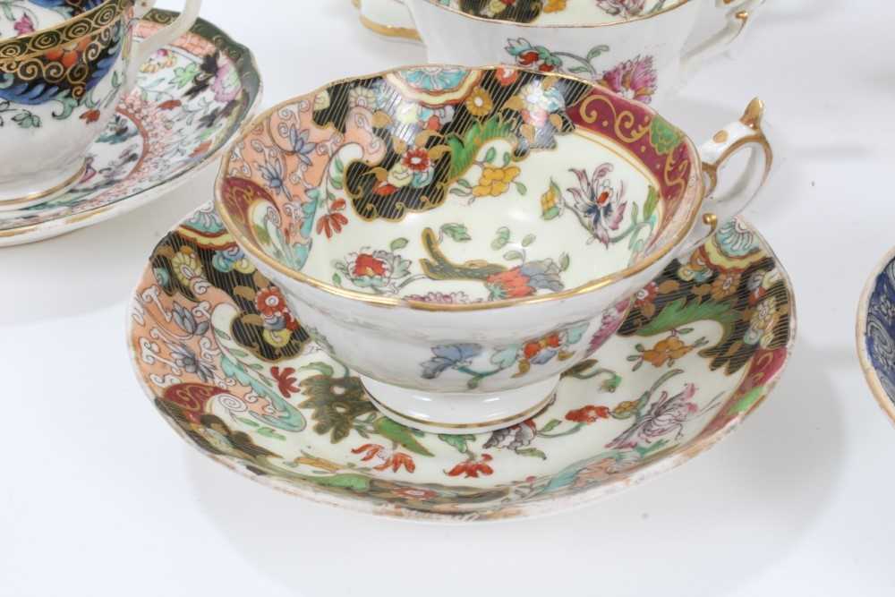 A Staffordshire porcelain teapot and cover, in Chinese style, a similar sucrier and cover and other - Image 2 of 9