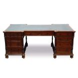 Good 19th century mahogany twin pedestal desk