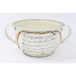 Amusing early 19th century creamware chamber pot