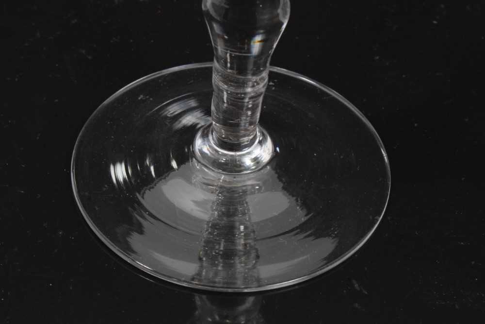 Georgian 'Newcastle' light baluster armorial wine glass - Image 9 of 9