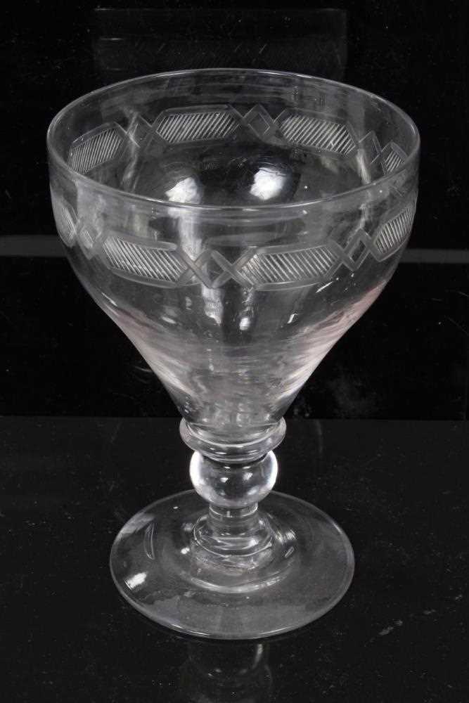 Group of 18th and 19th century English glassware, including a cut glass goblet, two goblets with lem - Image 4 of 9