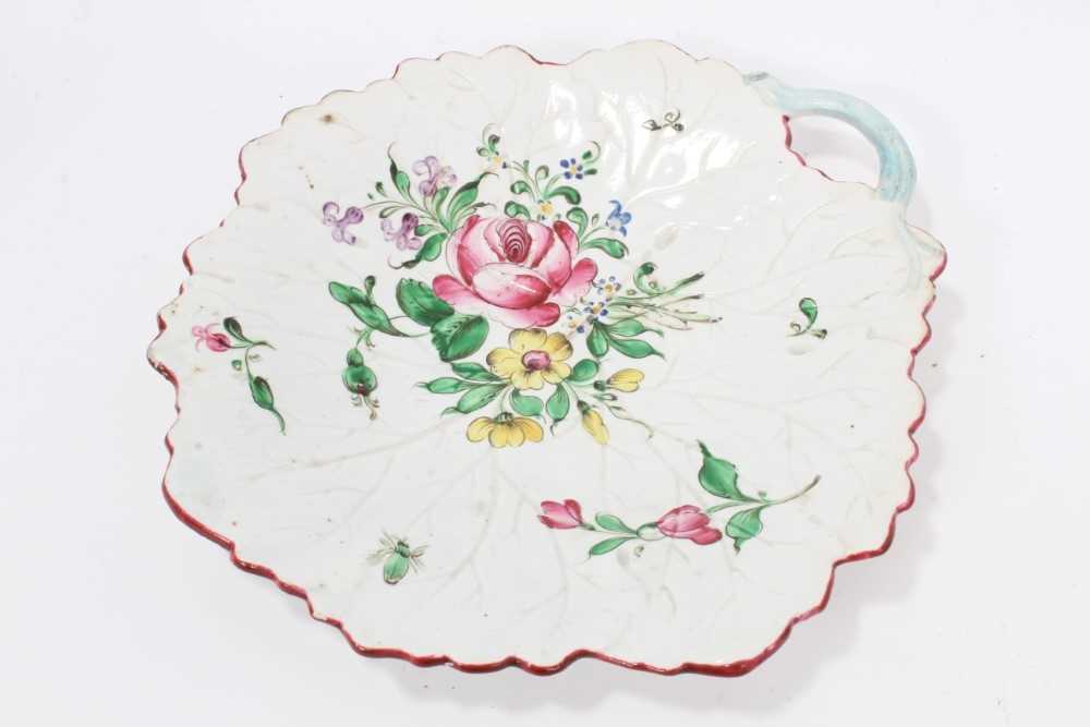 Five Luneville flower painted leaf shaped dishes - Image 2 of 9