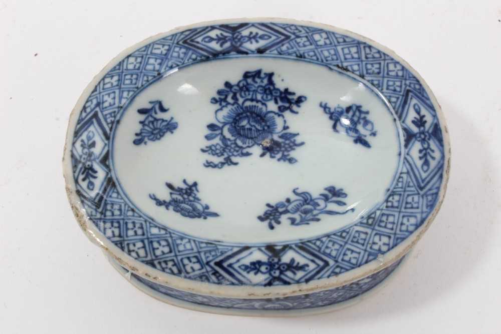 Three pieces of 18th century Chinese blue and white export porcelain, including landscape painted di - Image 9 of 19