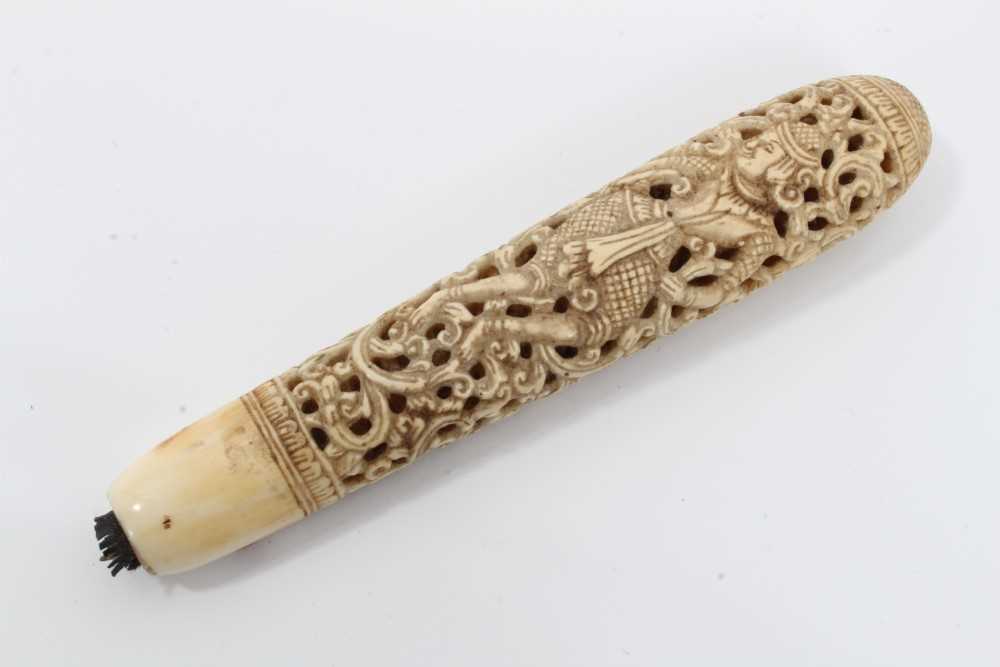 19th century Burmese ivory knife handle
