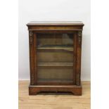 Victorian walnut and marquetry inlaid pier cabinet, with glazed door and gilt metal mounts and shape