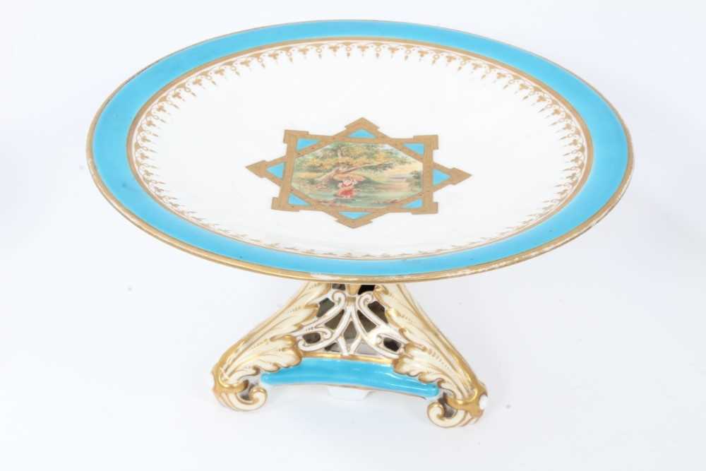 19th century English porcelain part dessert service, possibly Minton, decorated in the aesthetic sty - Image 9 of 34