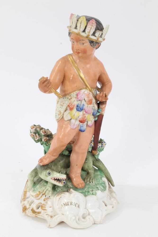 Two Derby porcelain figures emblematic of the continents, c.1800, to include Europe and America, ins - Image 9 of 18