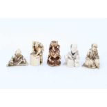 Group of five carved ivory netsuke