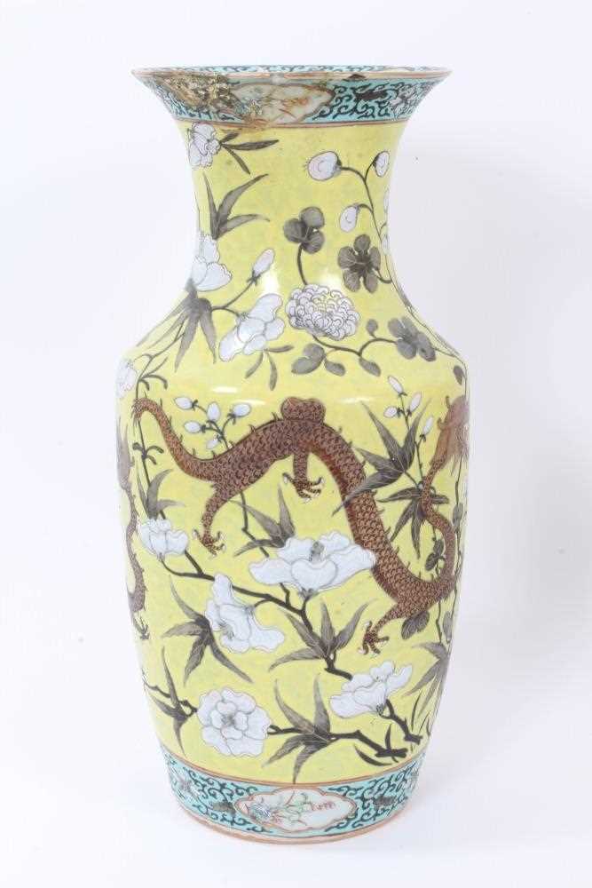 Pair 19th century Chinese Dayazhai-style porcelain baluster vases, decorated with dragons amongst fl - Image 3 of 27