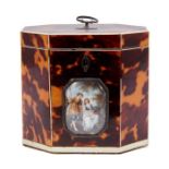 Good Regency tortoiseshell tea caddy