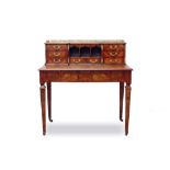 Fine quality Victorian walnut bonheur-du-jour, with ormolu mounts and an arrangement of drawers, on