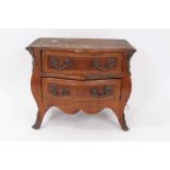 Louis XV style mahogany inlaid miniature bombe commode