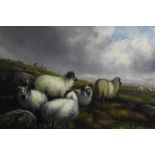 A. Jackson, late 19th century, oil on canvas - sheep grazing on a hillside, signed, in gilt frame, 3