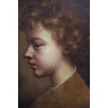 18th century, Italian School, oil on canvas - portrait of a young boy in profile, in ornate parcel g