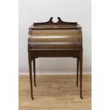 Edwardian mahogany tambour front desk