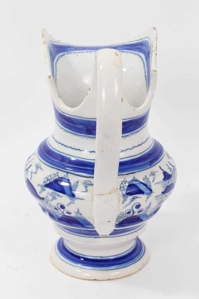 19th Century tin glazed pottery jug with blue and white chinoiserie decoration - Image 4 of 13