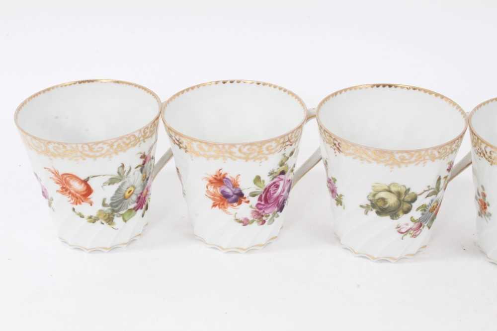 Dresden china tea service, c.1920, of fluted form, painted with floral sprays, including ten coffee - Image 32 of 33