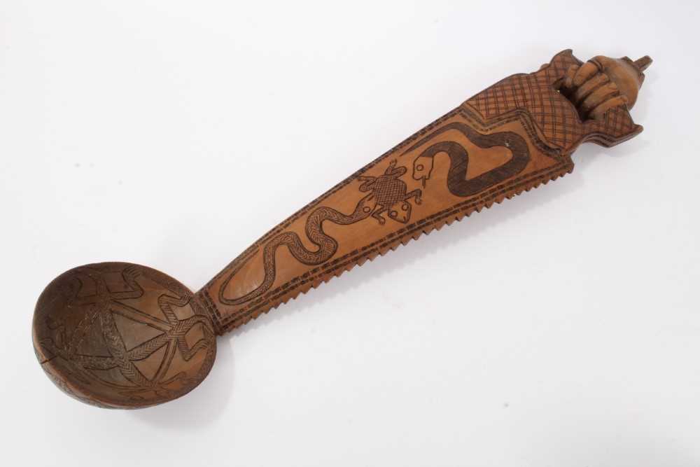 Pair of African carved wooden ladles - Image 2 of 25