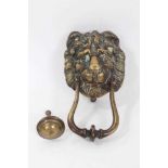 19th century brass lion mask door knocker